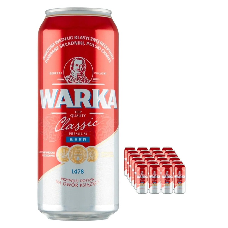 Warka Classic Polish Premium Lager Beer Multipack, 24 x 500 ml
