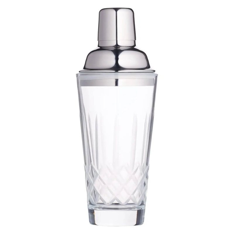 BarCraft Cut-Glass Cocktail Shaker with Stainless Steel Strainer, 350 ml