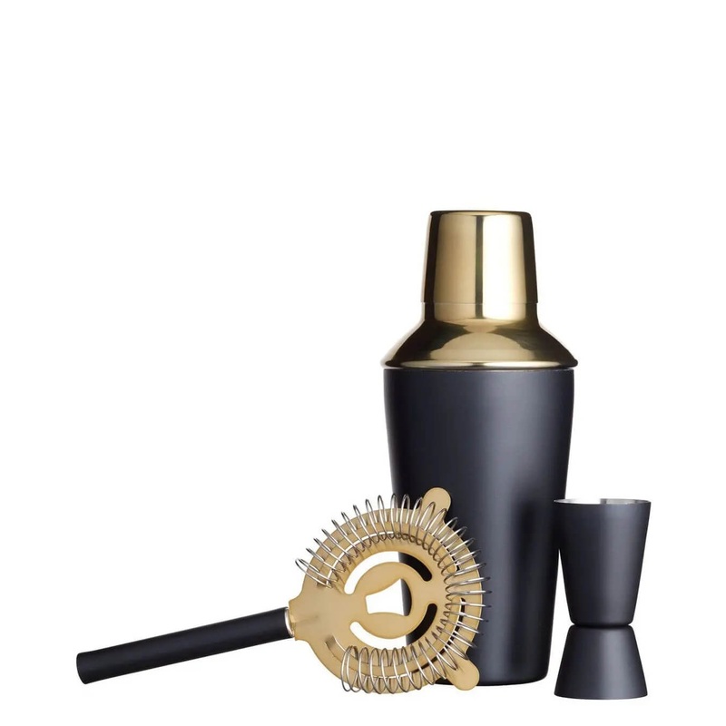 BarCraft Luxury Stainless Steel Cocktail Making Kit - Brass Finish (3-Piece Gift Set)