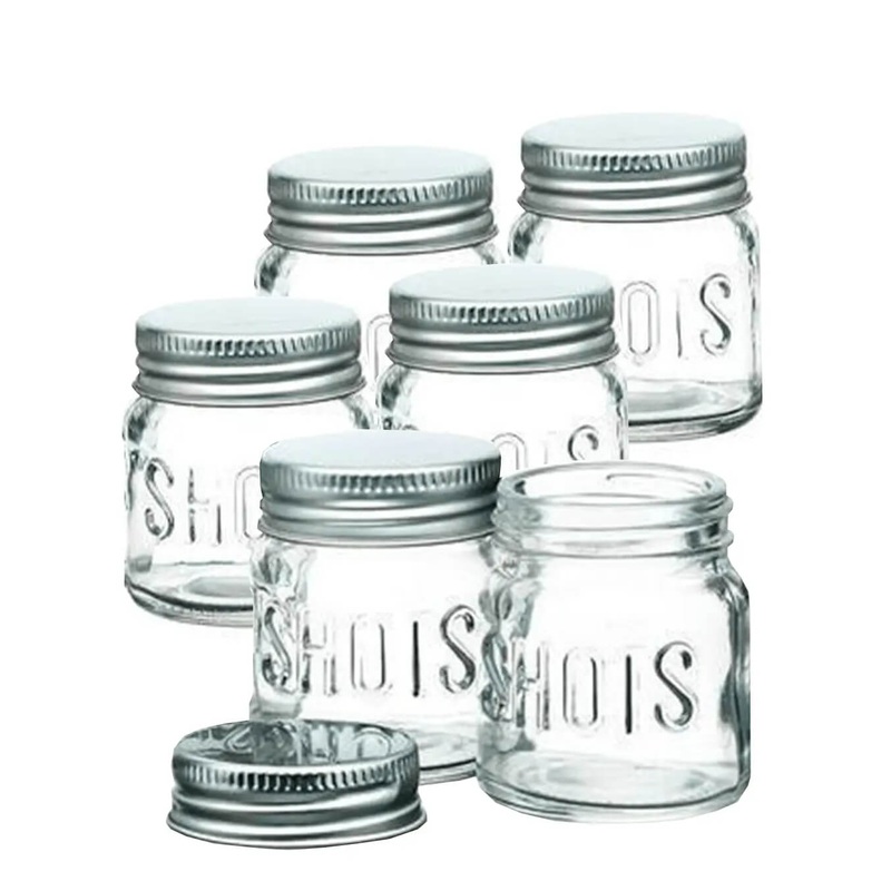 BarCraft Mini Glass Drinks Jars, 6 x 60 ml