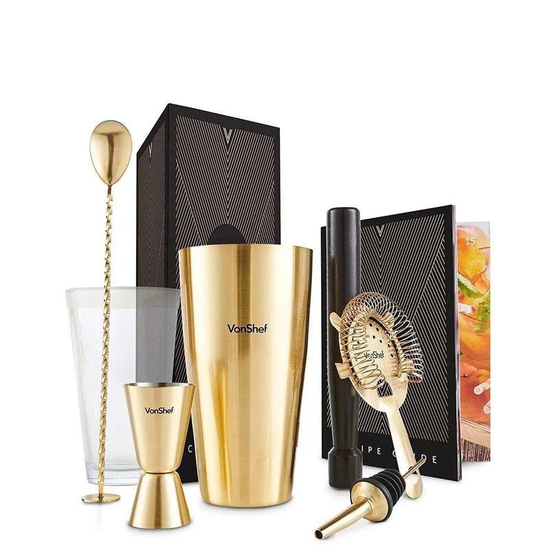 VonShef/Beautify Brushed Gold Boston Cocktail Set