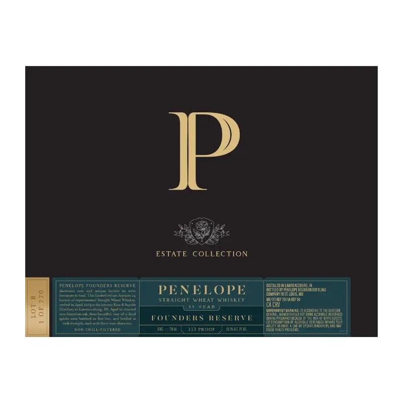 Penelope Estate Collection Founders Reserve 11 Year Straight Wheat Whiskey