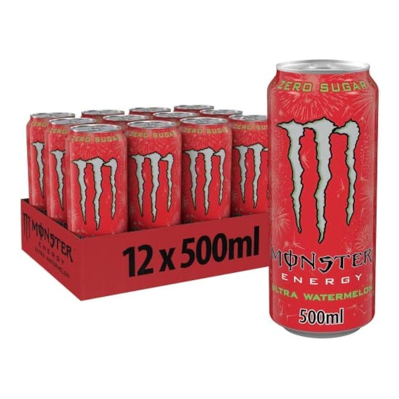 12 Pack Monster Energy Ultra Watermelon 16oz - Refreshing Watermelon Flavor - Pack of 1