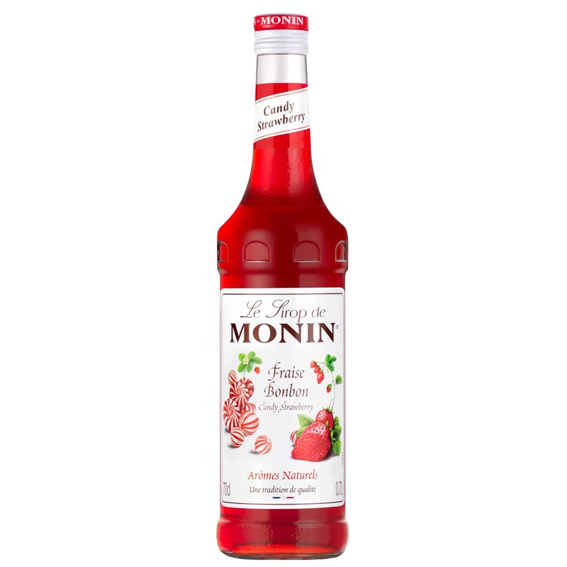MONIN Premium Strawberry Candy Syrup 700ml - Vegan-Friendly, Allergen-Free, 100% Natural Flavours - Perfect for Cocktails and Mocktails