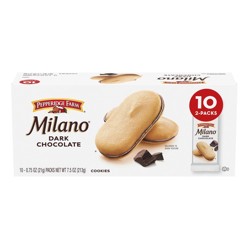 Pepperidge Farm Milano Cookies Dark Chocolate - 10 Packs (2 Cookies per Pack) - 20 Count Total